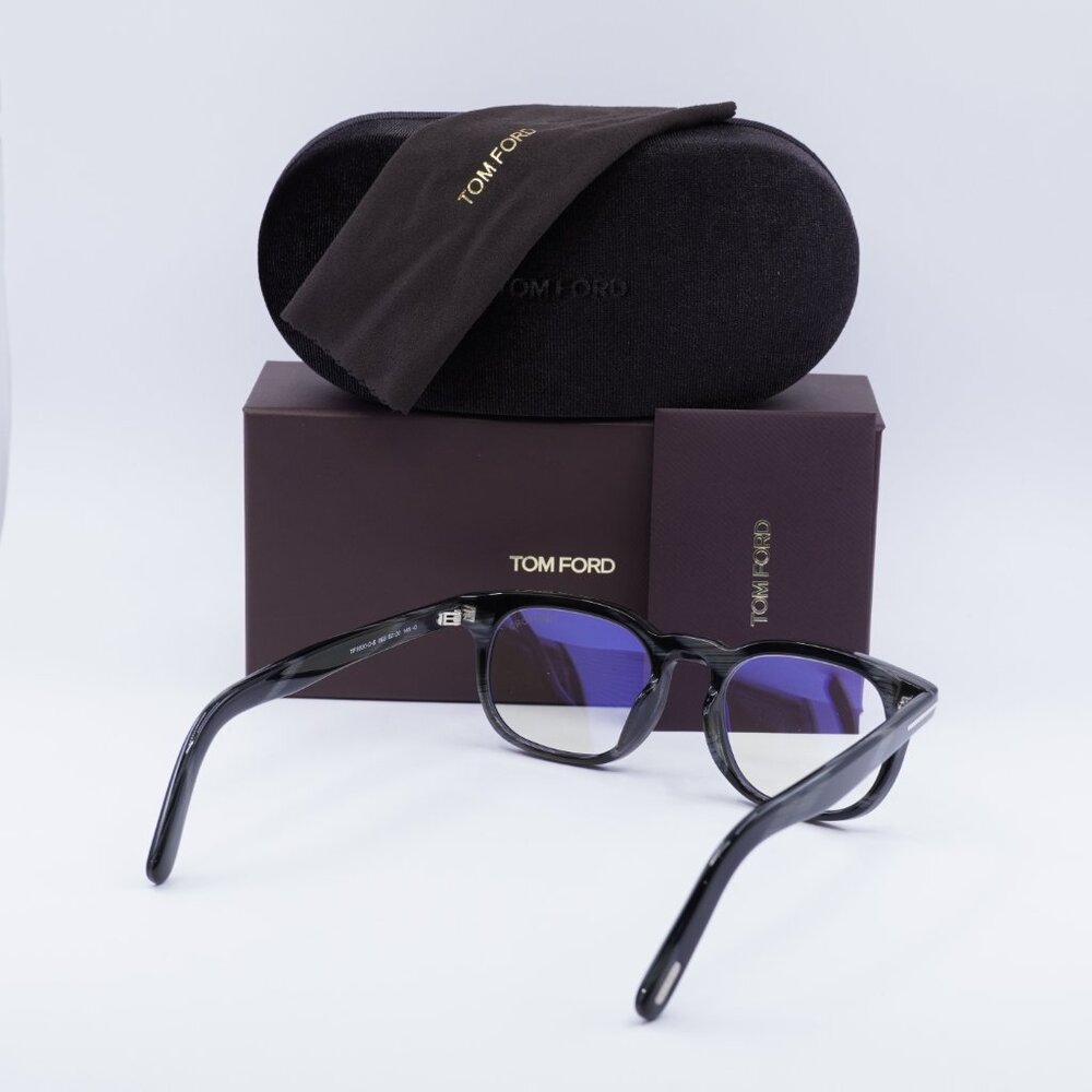 Tom Ford FT5930-D-B 063 Rectangle Eyeglasses 52mm - Black Horn /Blue Light Block - Picture 7 of 9